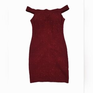 My Michelle Red Glitter Bodycon Dress Size 13 Sparkly Party Cocktail Evening
